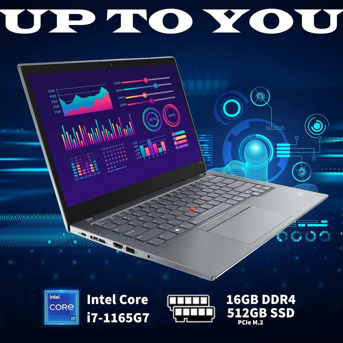 Lenovo ThinkPad T14s Gen 2 Touchscreen Laptop, 14" FHD Laptop, Intel 11th Gen i7-1165G7, 16GB RAM, 512GB PCIe SizeSizeD, Backlit Keyboard, WiFi 6, HDMI, Win 10 Pro, with Hotface 32GB USizeB Card