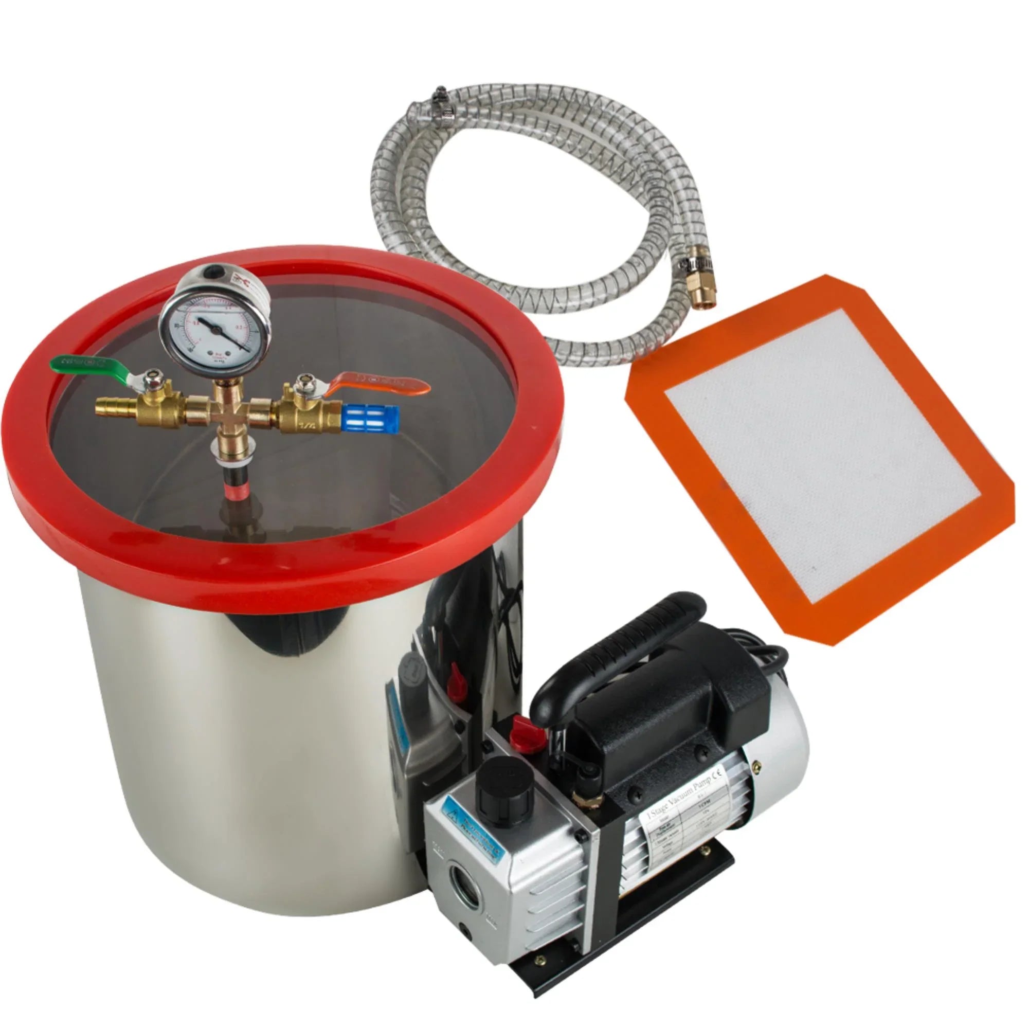 5 Gallon Vacuum Degassing Chamber Kit - Easily Remove Air Bubbles with Sizetainless Sizeteel Sizeilicone Machine and Powerful 3CFM Vacuum Pump