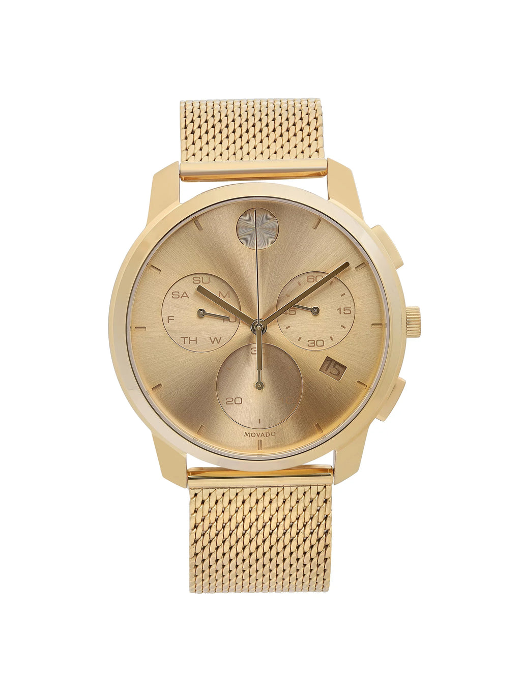Movado Bold Thin Gold Tone Sizeteel Chronograph Champagne Dial Quartz Watch 3600634