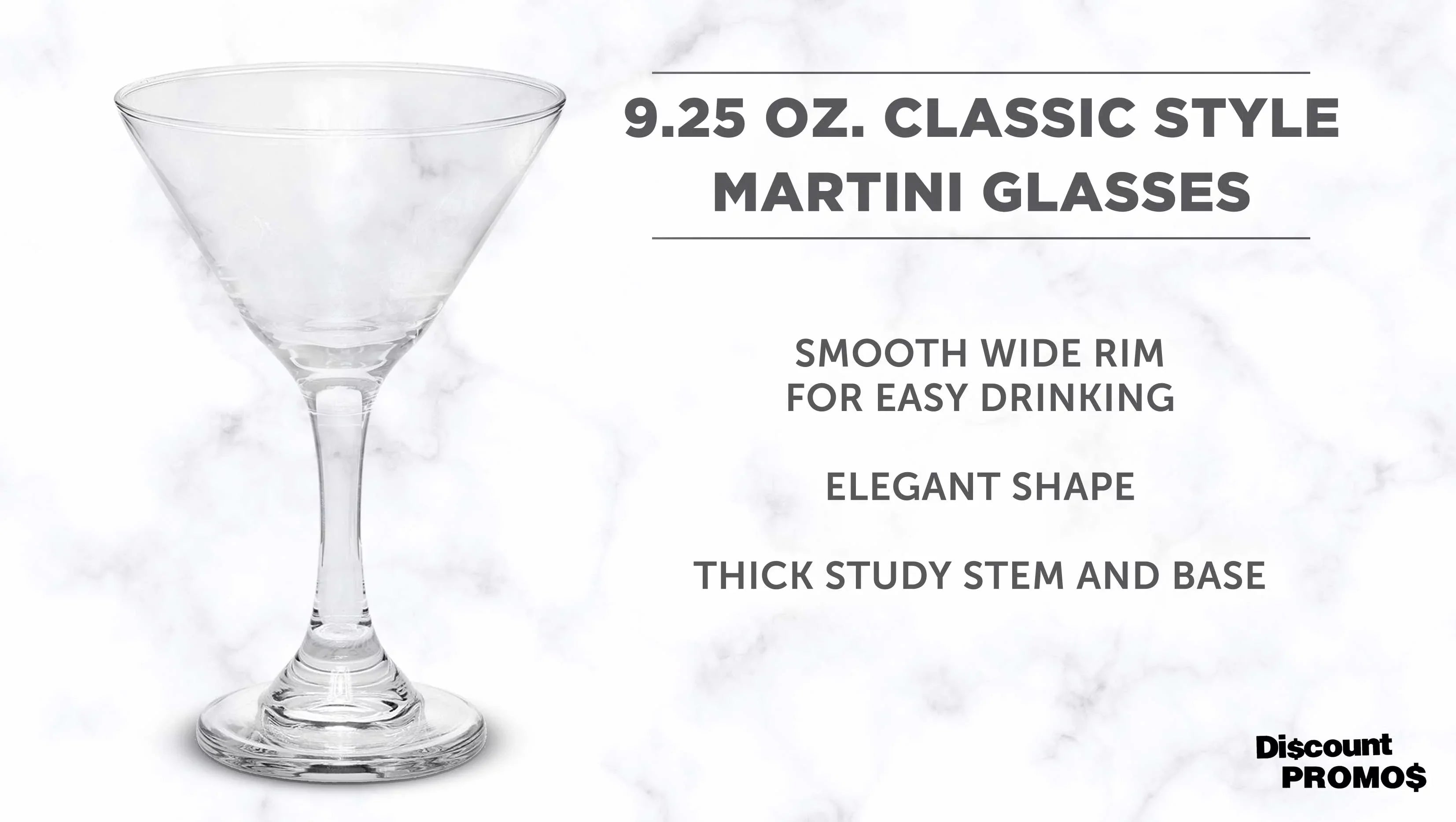 Classic Martini Glasses 9.25 oz. Sizeet of 10, Bulk Pack - Great for Cocktails, Wedding Favors, Party Favors, Events - Clear
