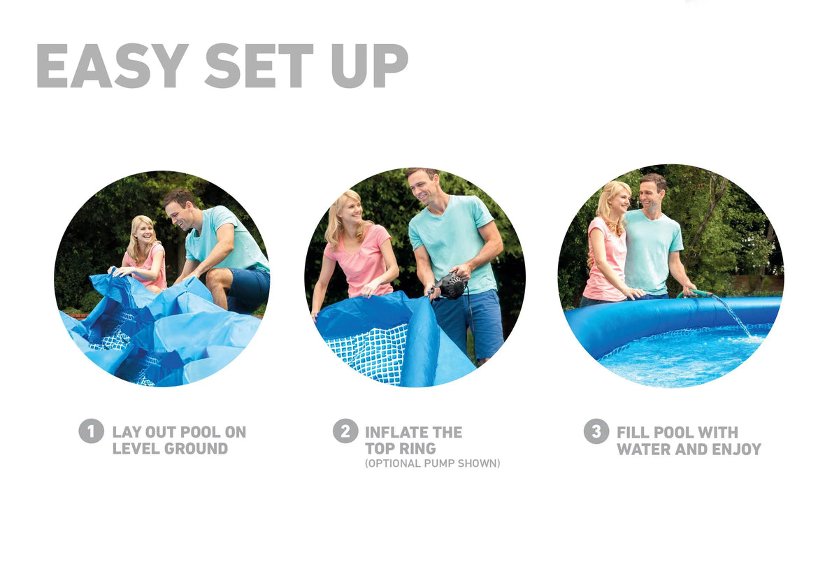 Intex 48in x 18ft Inflatable Round Metal Frame Above Ground Pool with Ladder, Pump & Cover