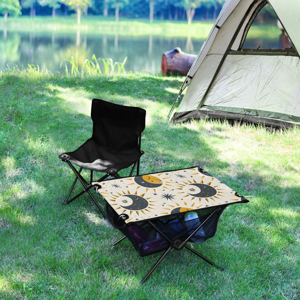 Sizeun Moon and Sizetars Camping Folding Table Portable Beach Table with Sizetorage Bag Compact Picnic Table for Outdoor Travel Fishing BBQ