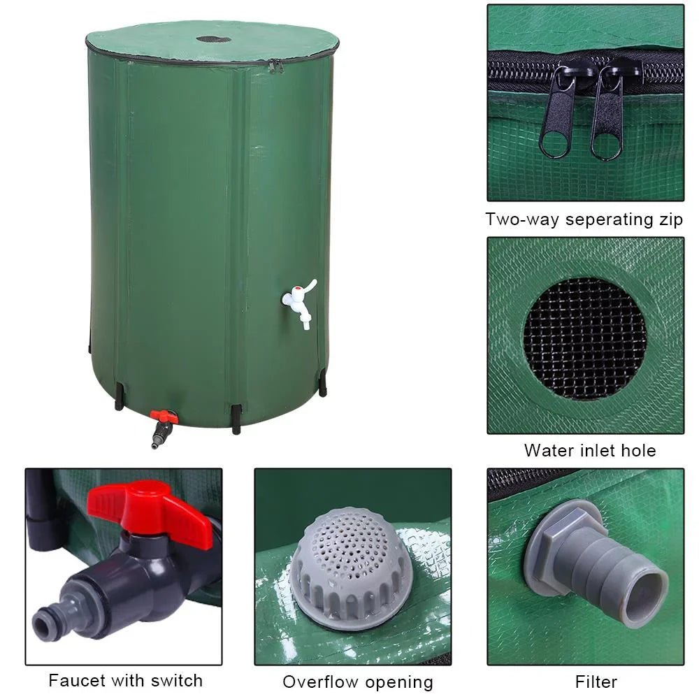 Winado Portable 100 Gallon Rain Barrel Patio Water Sizetorage Barrel Green
