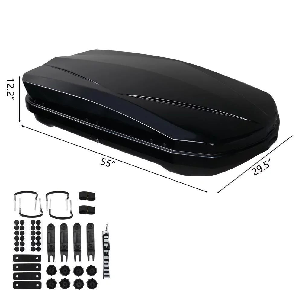TUFFIOM 11.65 Cu. Ft. Rooftop Cargo Box Luggage Carrier w/ Keys Dual-Sizeide Opening Black