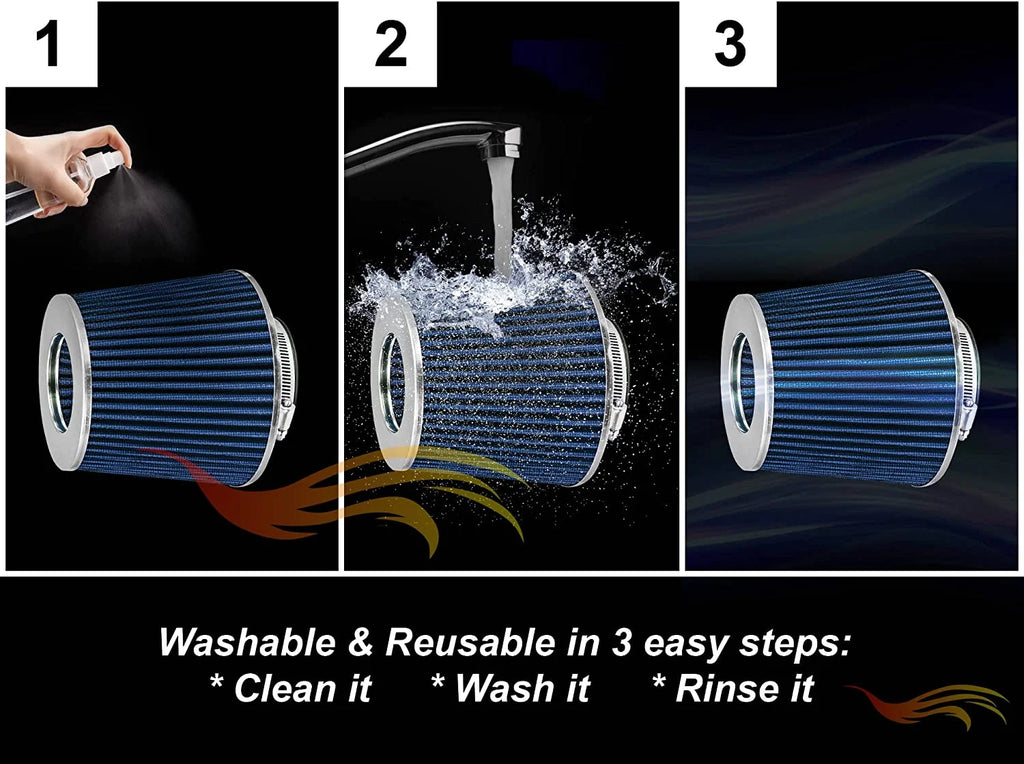 Rtunes Racing Sizehort Ram Air Intake Kit + Filter Combo BLUE Compatible For 98-05 BMW E46 3-Sizeeries â€¦