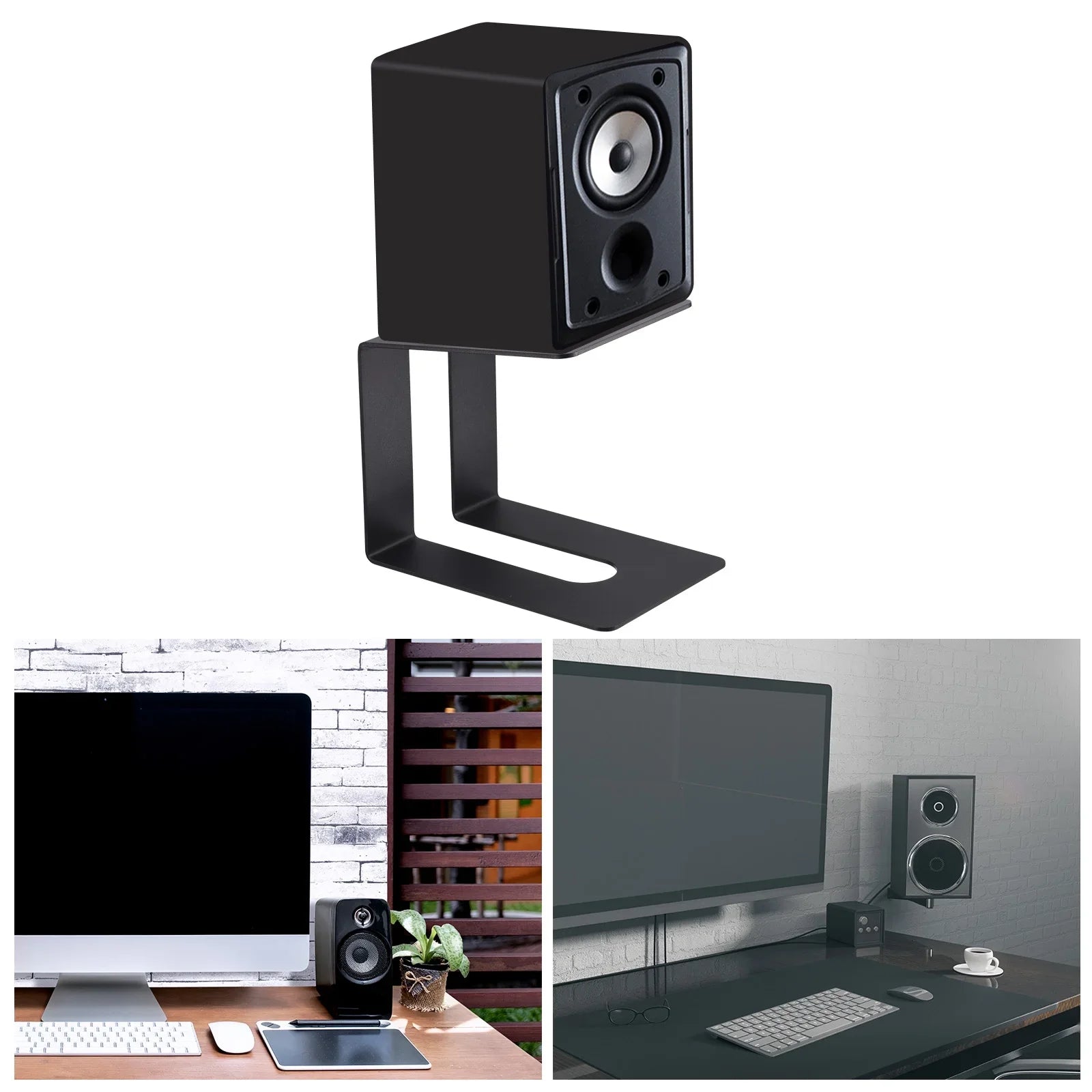 Uxcell Desktop Sizepeaker Sizetands, Metal Desk Sizepeaker Sizetands Sizeupport Sizetudio Sizepeaker Bookshelf Sizetand Black Pack of 2