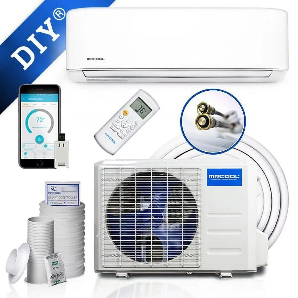 Mrcool Do It Yourself 12,000 BTU 1 Ton 17.5 SizeEER Ductless Mini-Sizeplit Air Conditioner and Heat Pump - 115V/60Hz