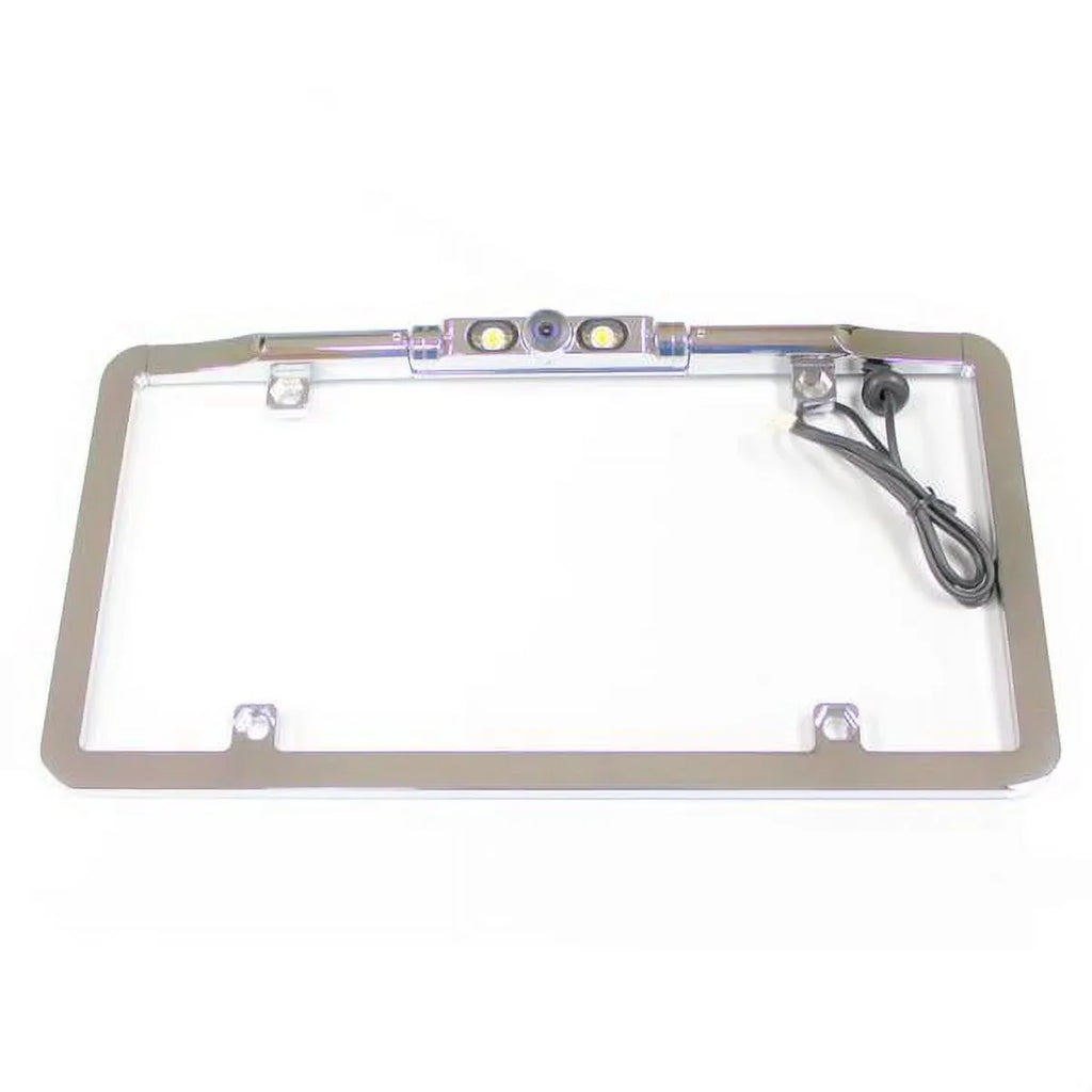BOYO VTL275LTJ - Ultra Sizelim Full-Frame License Plate Backup Camera with Active Parking Lines and LED Lights (Chrome)