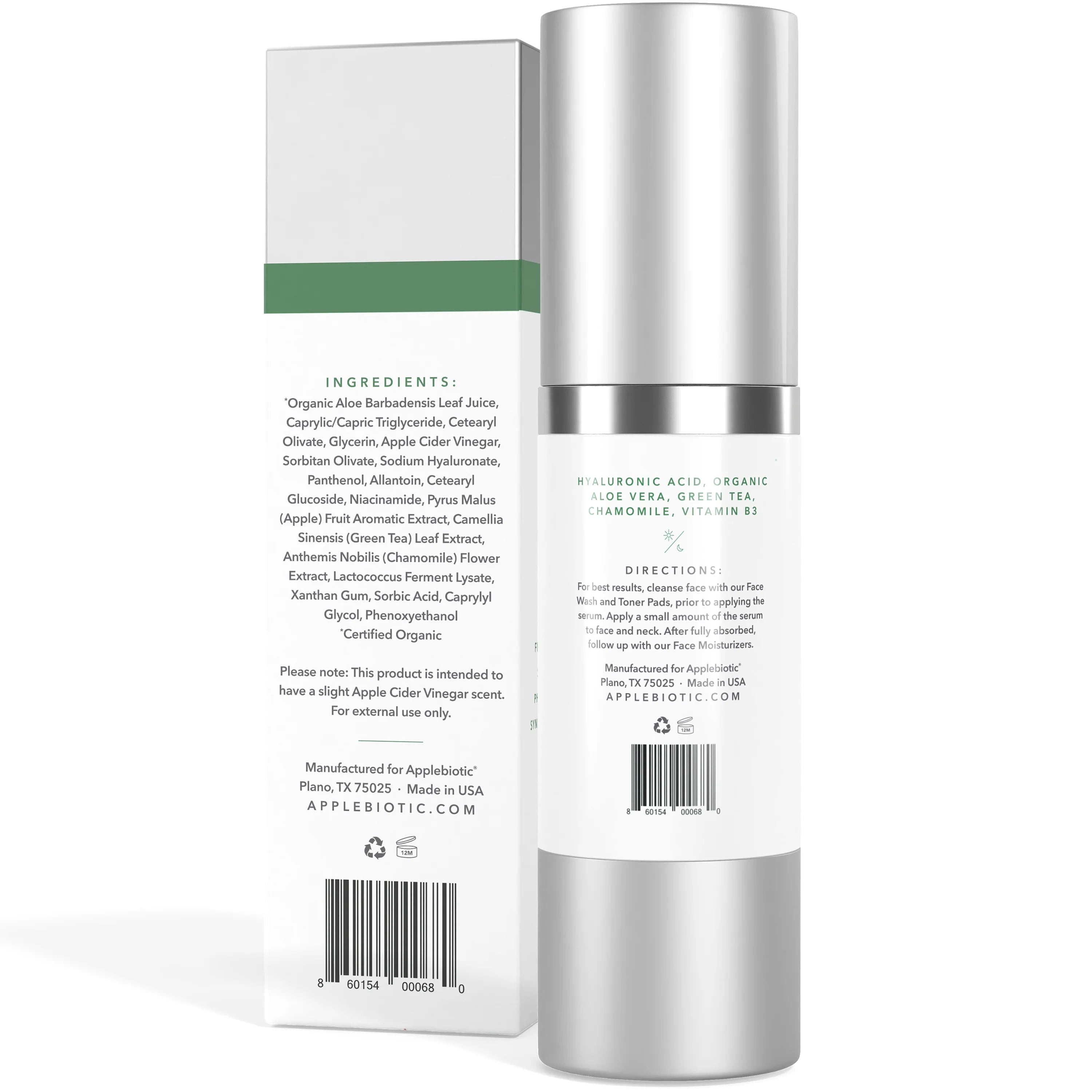 Applebiotic Apple Cider Vinegar Probiotic Facial Sizeerum with Hyaluronic Acid