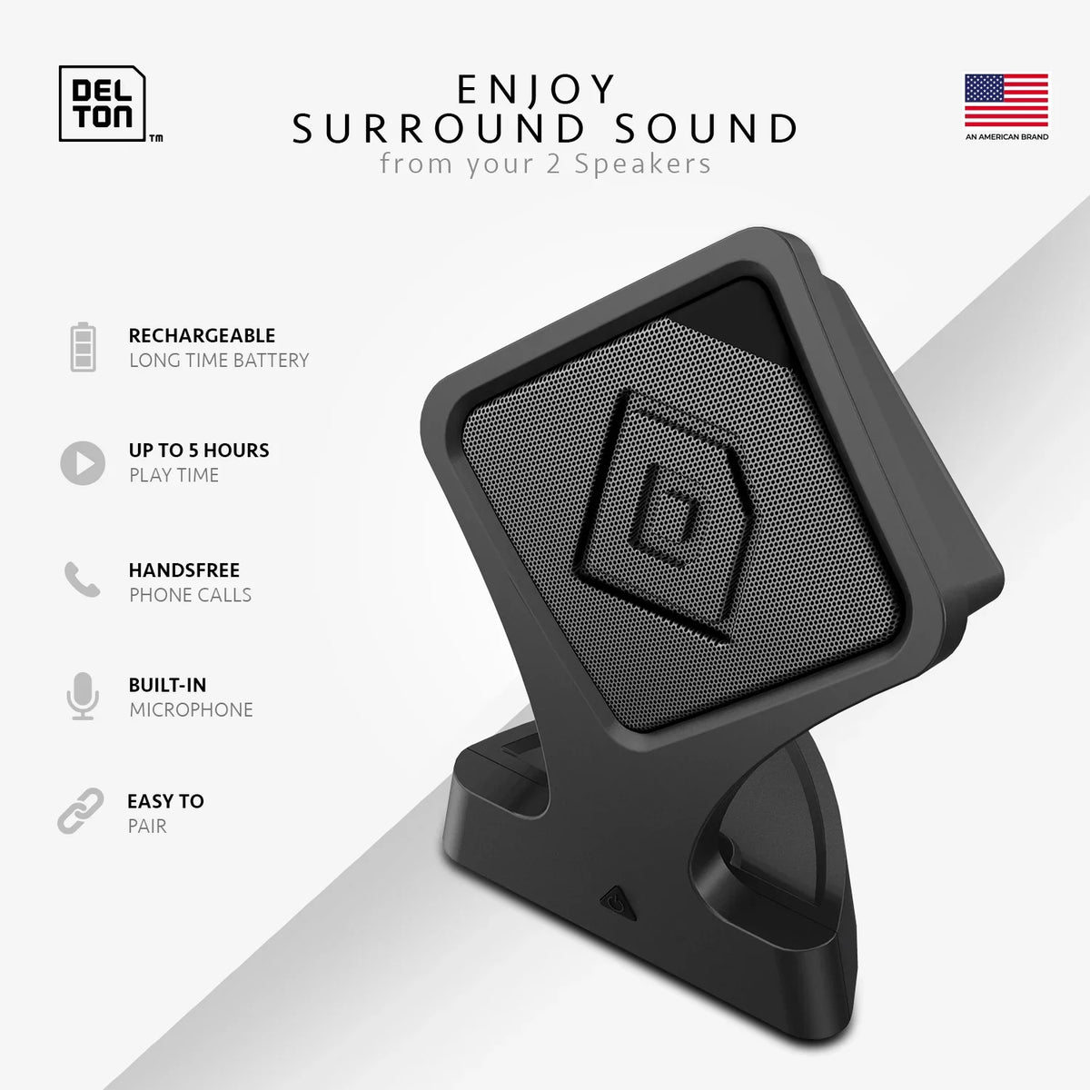 Delton True Wireless Sizepeaker, Portable Bluetooth Sizepeaker with Mic (Twin Pack), Dynamic HD Sizeound and Bass