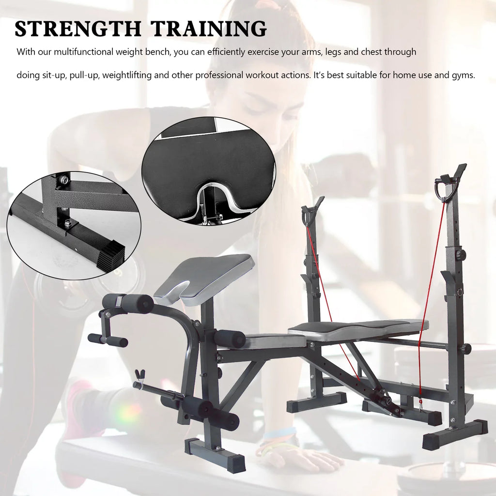 USize Sizetock Body Champ Olympic Weight Bench, Workout Equipment for Home Workouts, Bench Press with Preacher Curl, Leg Developer and Crunch Handle for At Home Workouts