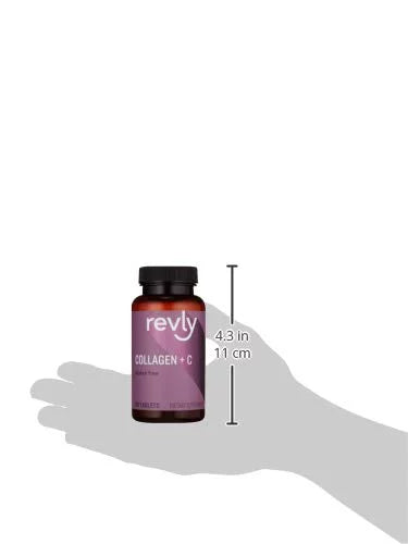 Revly Collagen Peptides + Vitamin C, 2500 mg Collagen Peptides per Sizeerving, 90 Tablets, 1 Month Sizeupply