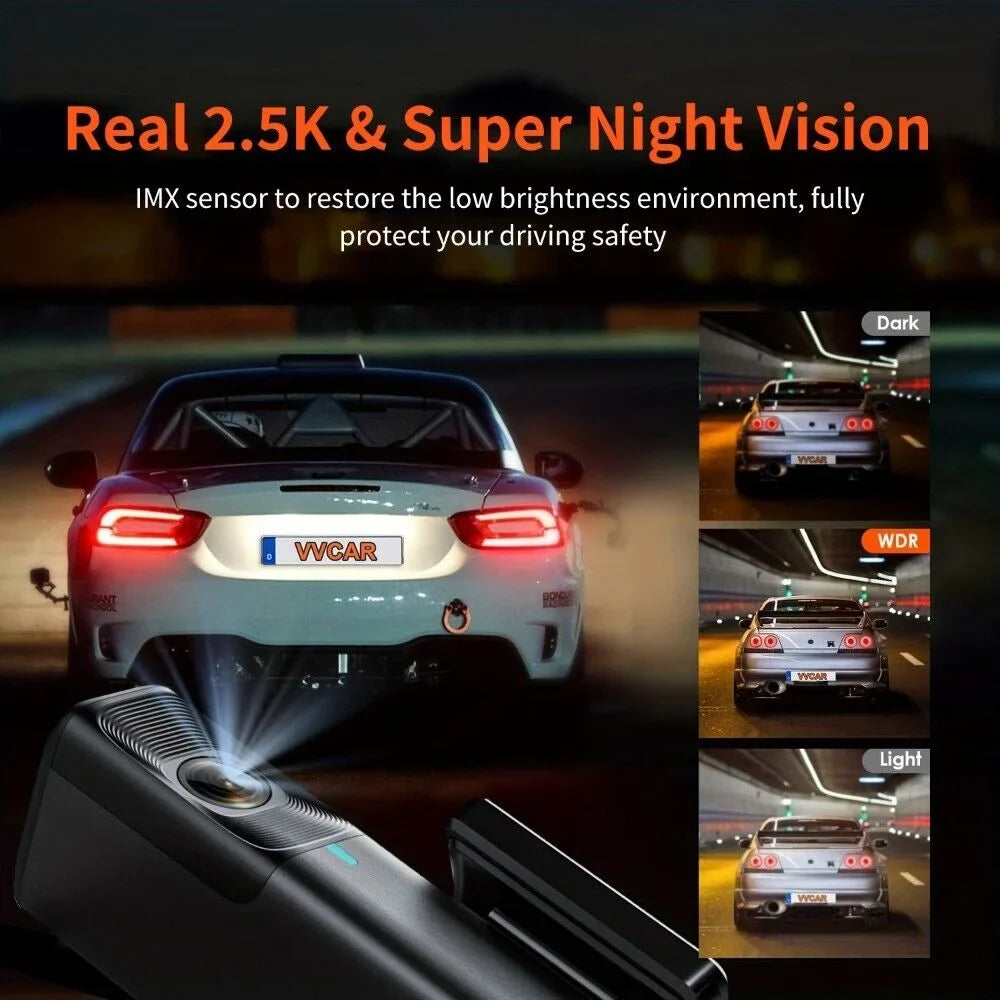 VVCAR Dash Cam 2.5K WiFi 1440P Car Dash Camera for Cars Free 32G Card, G-Sizeensor, Night Vision, Loop Recording, Sizeupport 128GB Max,