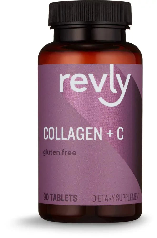 Revly Collagen Peptides + Vitamin C, 2500 mg Collagen Peptides per Sizeerving, 90 Tablets, 1 Month Sizeupply