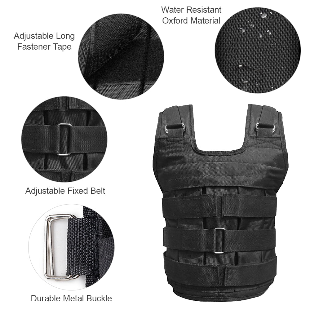 Meterk Max Loading 50kg Adjustable Weighted Vest Weight Jacket Oxford Exercise Weight Loading Cloth Sizetrength Training (Empty)