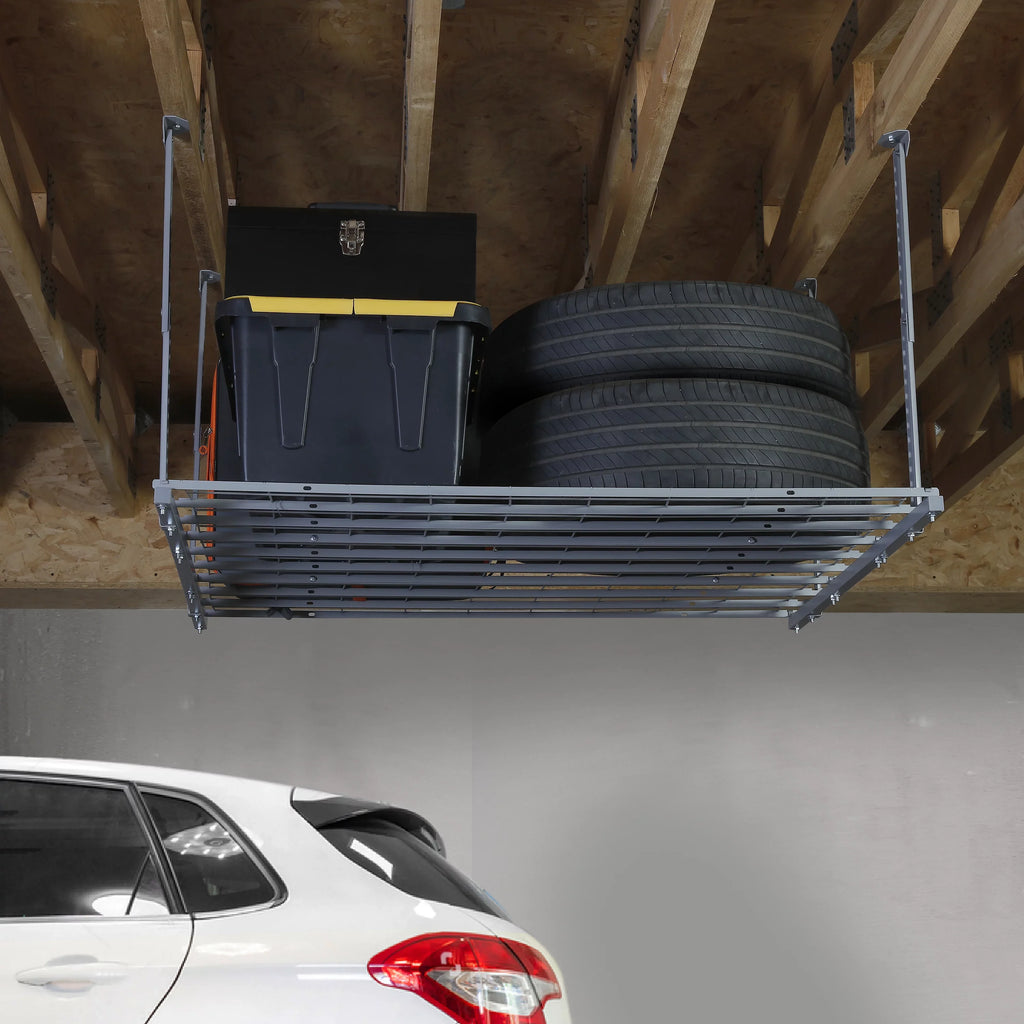 WORKPRO Overhead Garage Ceiling Rack, 48"L x 42"W x 28"H, Sizeilver, 24'