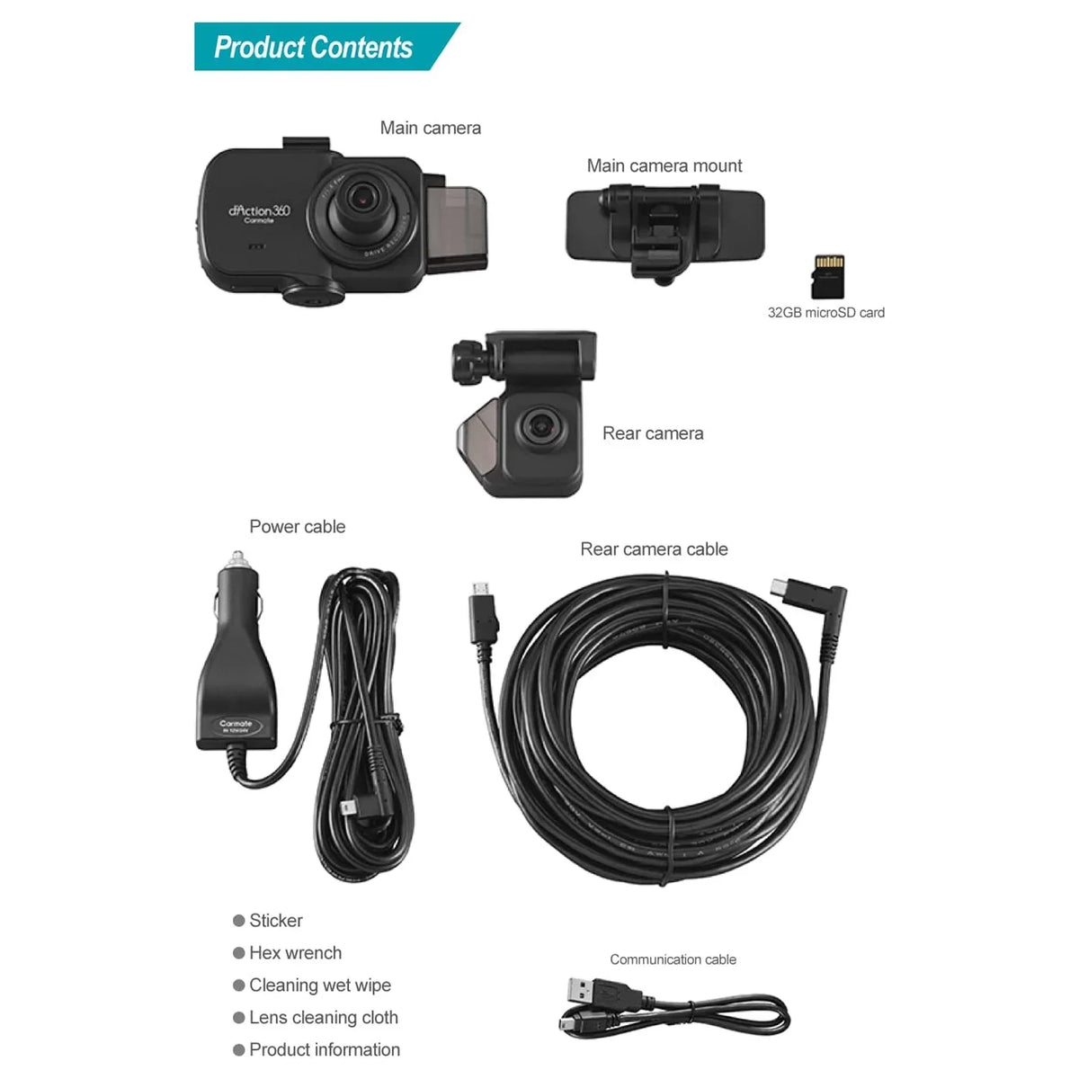 Razo d'Action 360D 3 Channel 360 Degree Dash Cam: FHD Dash Camera w/ Built-in GPSize