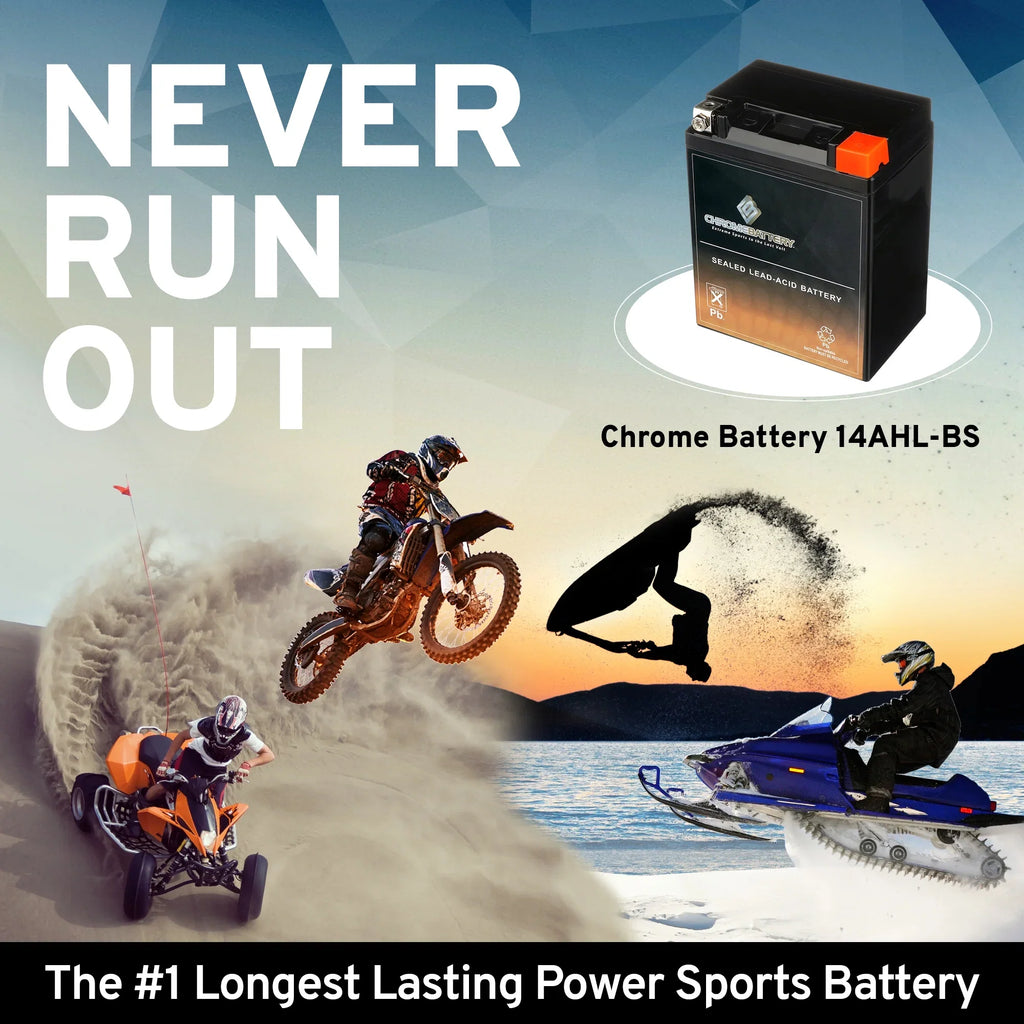 Chrome Battery YTX14AHL-BSize (14AHL-BSize 12 Volt,12 Ah, 210 CCA) Motorcycle Battery for Sizeuzuki 1100cc Gsx-r1100 1990