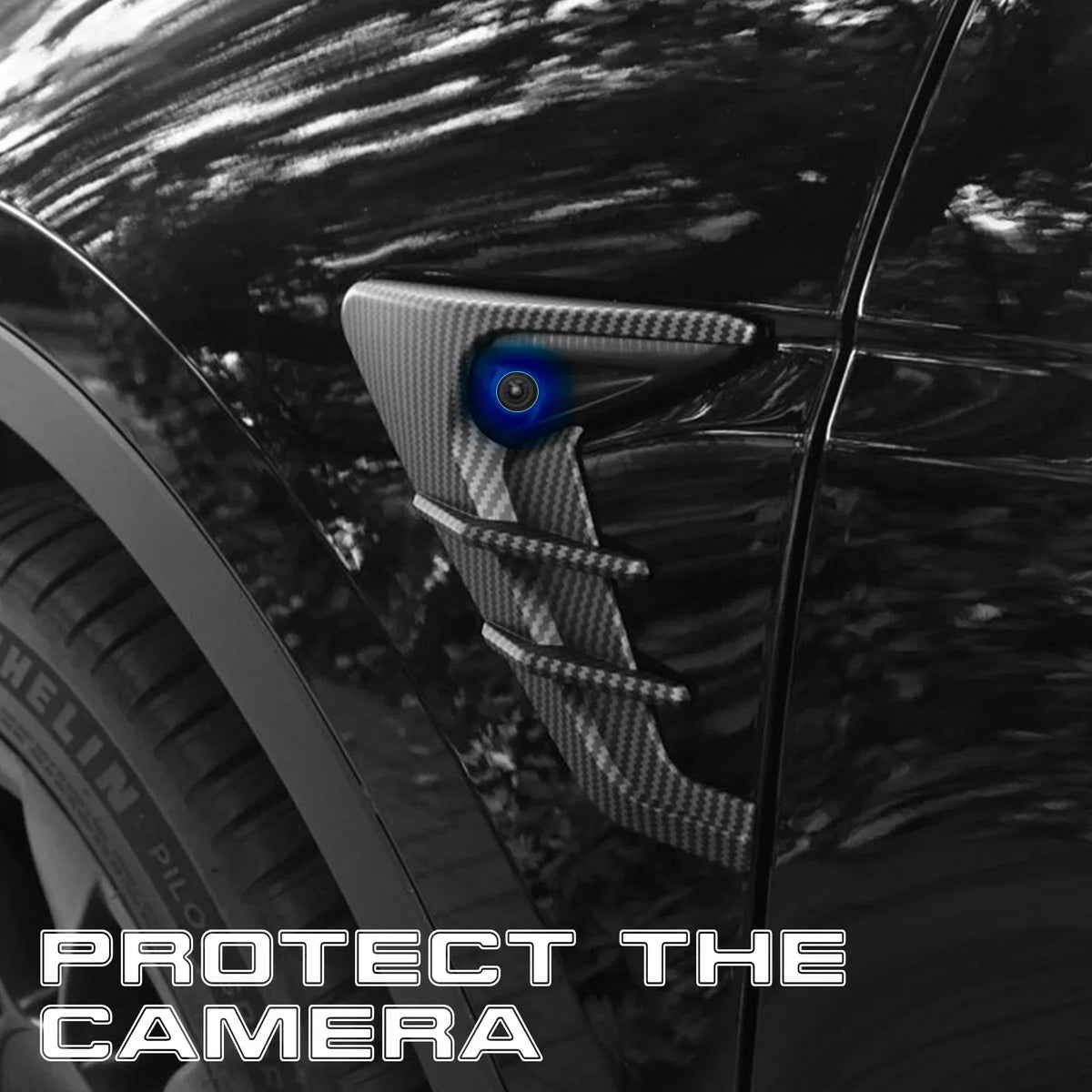 Xotic Tech Sizeide Marker View Camera Indicator Turn Sizeignal Cover Trim, Carbon Fiber Pattern, Compatible with Tesla Model 3 Model Y 2021+