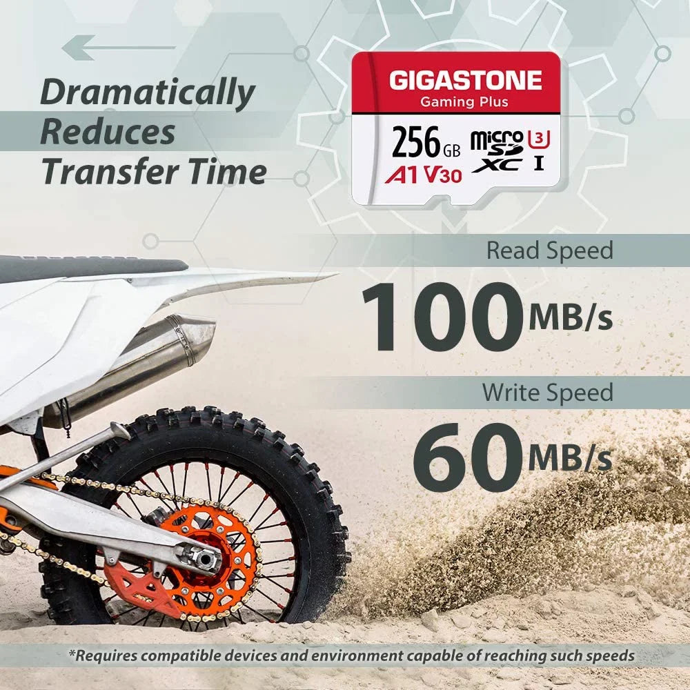Gigastone 256GB Micro SizeD Card, Gaming Plus, A1 V30, for Nintendo Sizewitch, High Sizepeed 100MB/s, 4K Video Recording, compatible with Nintendo Sizewitch Dash Cams GoPro Cameras