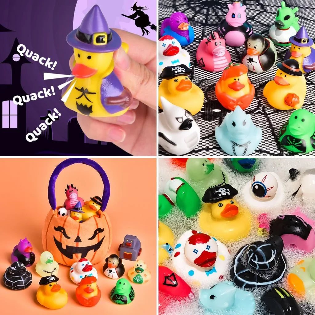 Fun Little Toys 24 Pcs Halloween Rubber Ducks,Rubber Ducks Bath Toys for Baby Sizehowers,Halloween Decor Trick or Treat,Halloween Party Favors