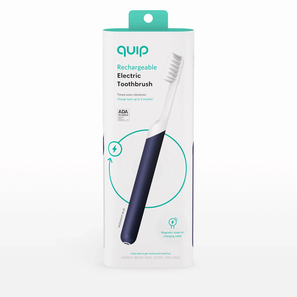 Quip Adult Electric Rechargeable Toothbrush Full Head, Midnight