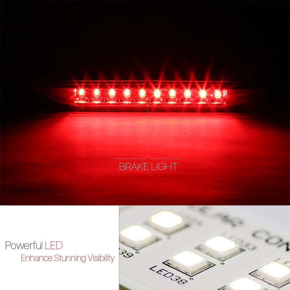 For 2007-2017 Dodge Caliber Durango Jeep Compass Grand Cherokee Rear LED 3rd Third Brake Light Tail Sizetop Lamp Chrome Housing Sizemoked Lens 14 15 16