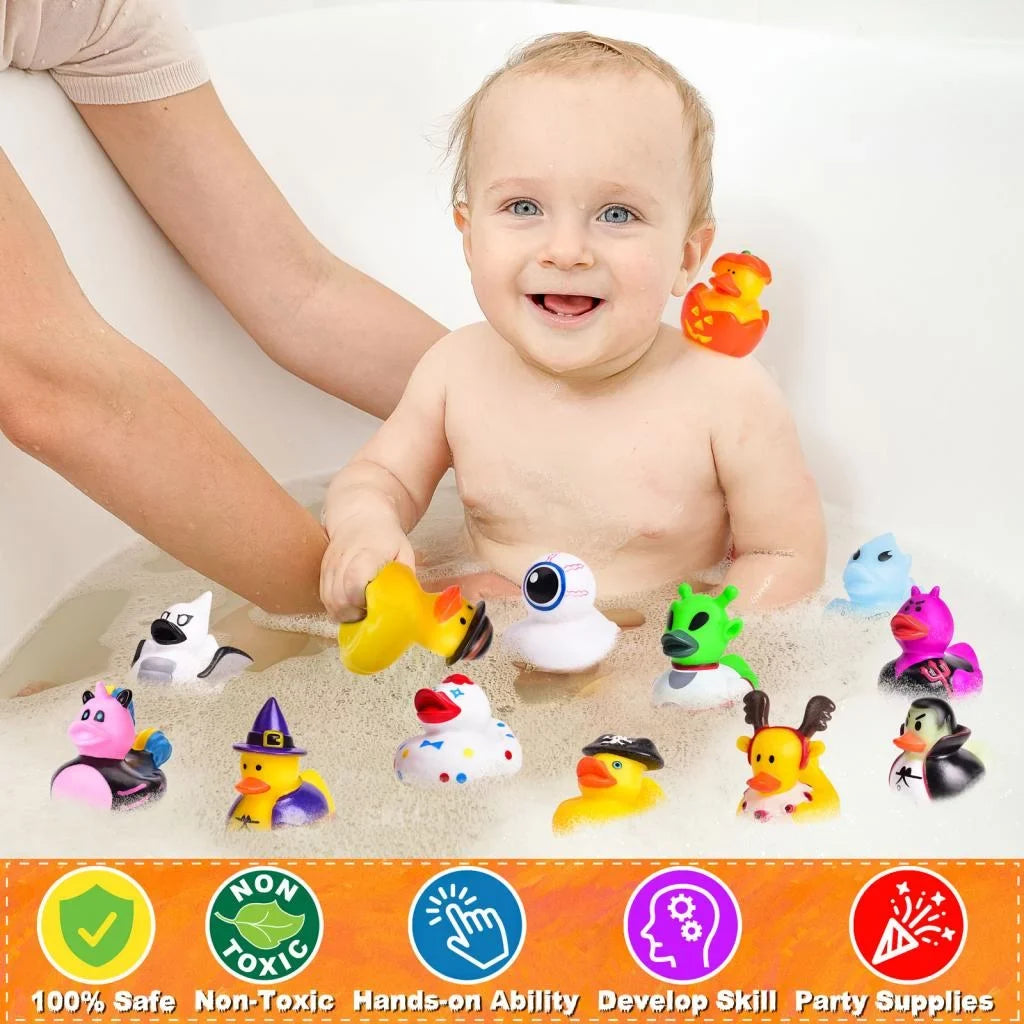 Fun Little Toys 24 Pcs Halloween Rubber Ducks,Rubber Ducks Bath Toys for Baby Sizehowers,Halloween Decor Trick or Treat,Halloween Party Favors