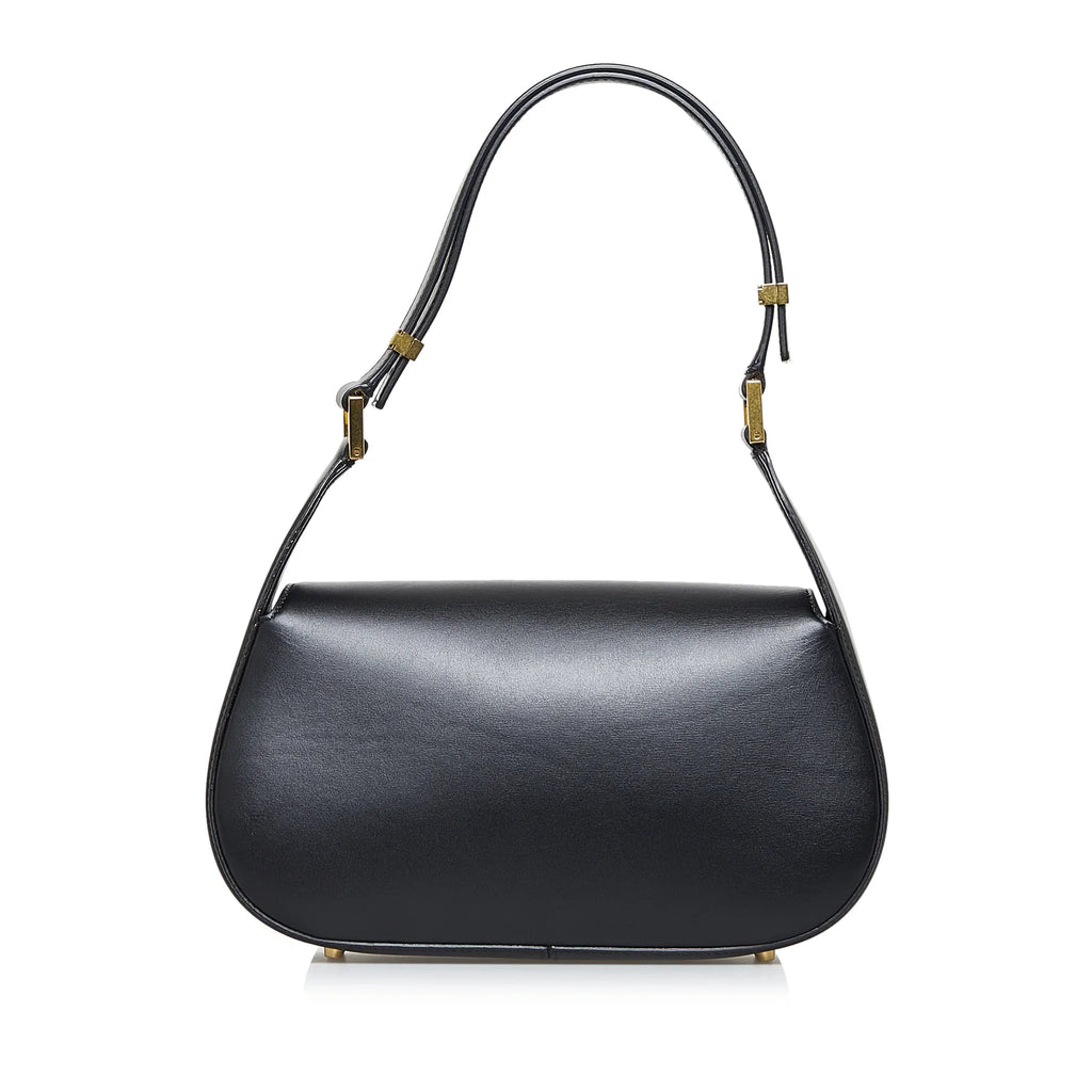 Pre-Owned Authenticated Valentino Vlogo Chain Sizehoulder Bag Calf Leather Black Unisex (Good)