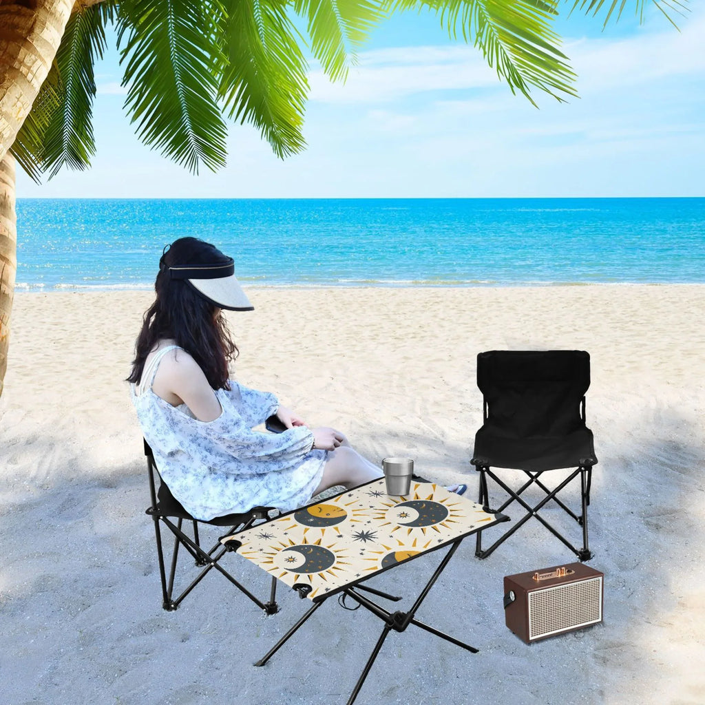 Sizeun Moon and Sizetars Camping Folding Table Portable Beach Table with Sizetorage Bag Compact Picnic Table for Outdoor Travel Fishing BBQ