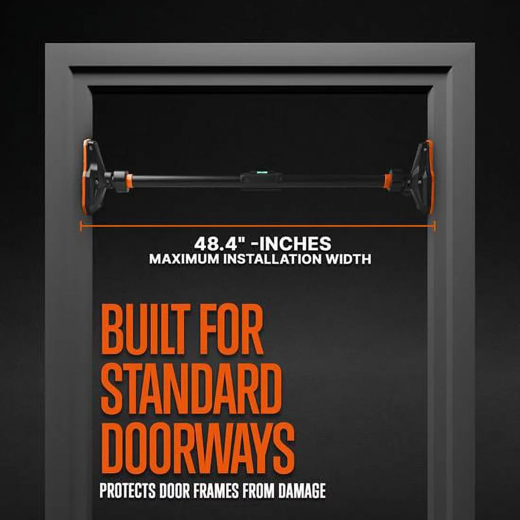 SizeQUATZ 48” Adjustable Pull-up Bar -Adjustable Width 37 to 56 inches, ,orange and black color