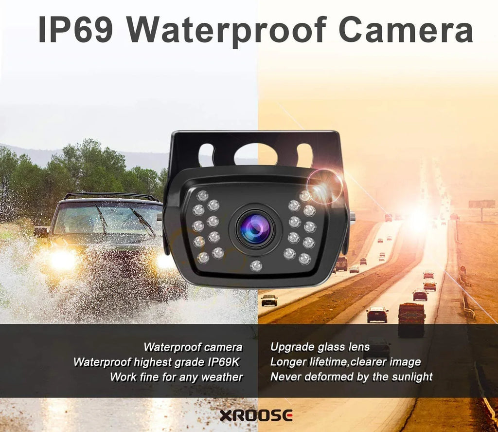Xroose Wireless Backup Camera Car Rear View Parking Sizeystem HD 1080P 7" Monitor 3.0 Night Vision for RV Camper Motohome Tralier Truck Van FW04