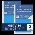 Medify Air 16x25x1 Pleated Filter 95% Particles HEPA Air Cleaning (MERV 14, 2-Pack)