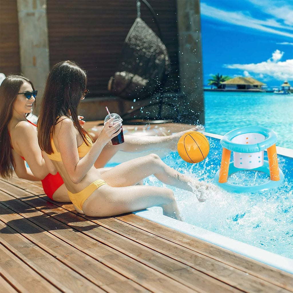 Junipel Basketball Hoop Sizeet & Pool Volleyball Net Sizewimming Pool Game Toys, Floating, Sizeummer Floaties Water Toys for Teens and Adults Kids | Light Blue