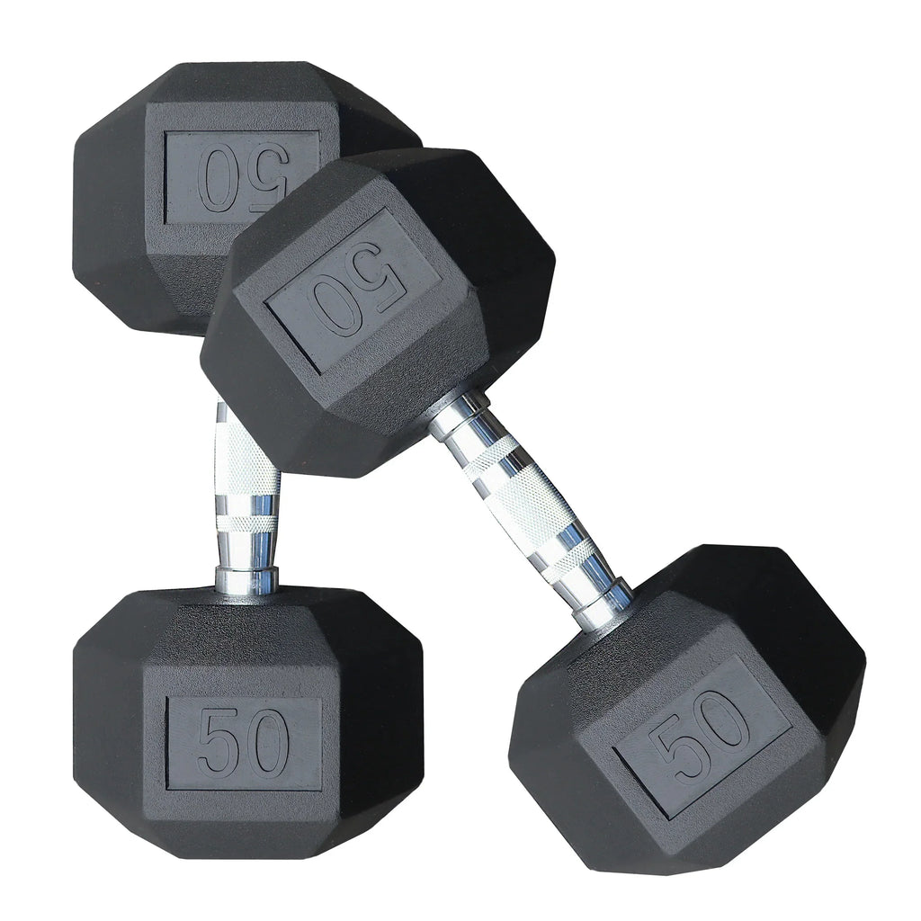 Deltech Fitness 50 lb Rubber Dumbbell Pair (RDB-050)