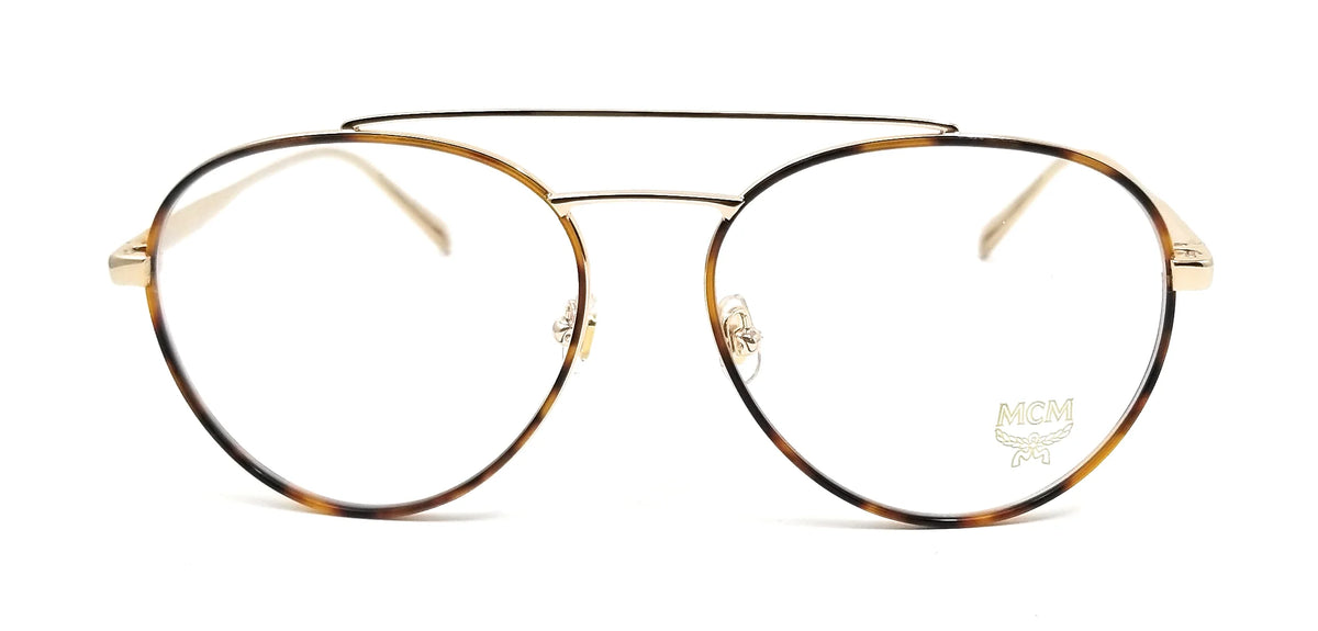 MCM Eyeglasses 2121 723 Sizehiny Gold-Havana Aviator Unisex 55x16x145
