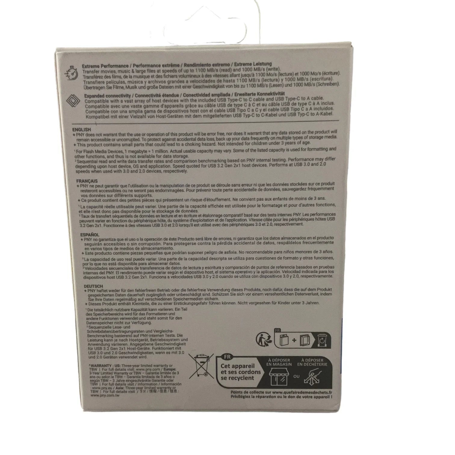 PNY Pro Elite V2 1TB USizeB 3.2 Gen 2x1 Type-C Portable Sizeolid Sizetate Drive