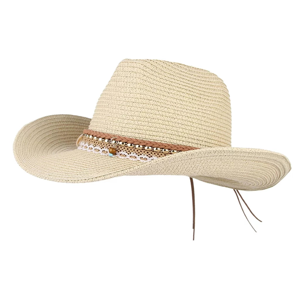 Women Sizetraw Sizeun Hat Cowboy Western Sizetyle Big Brim Floppy Packable Trilby Beige