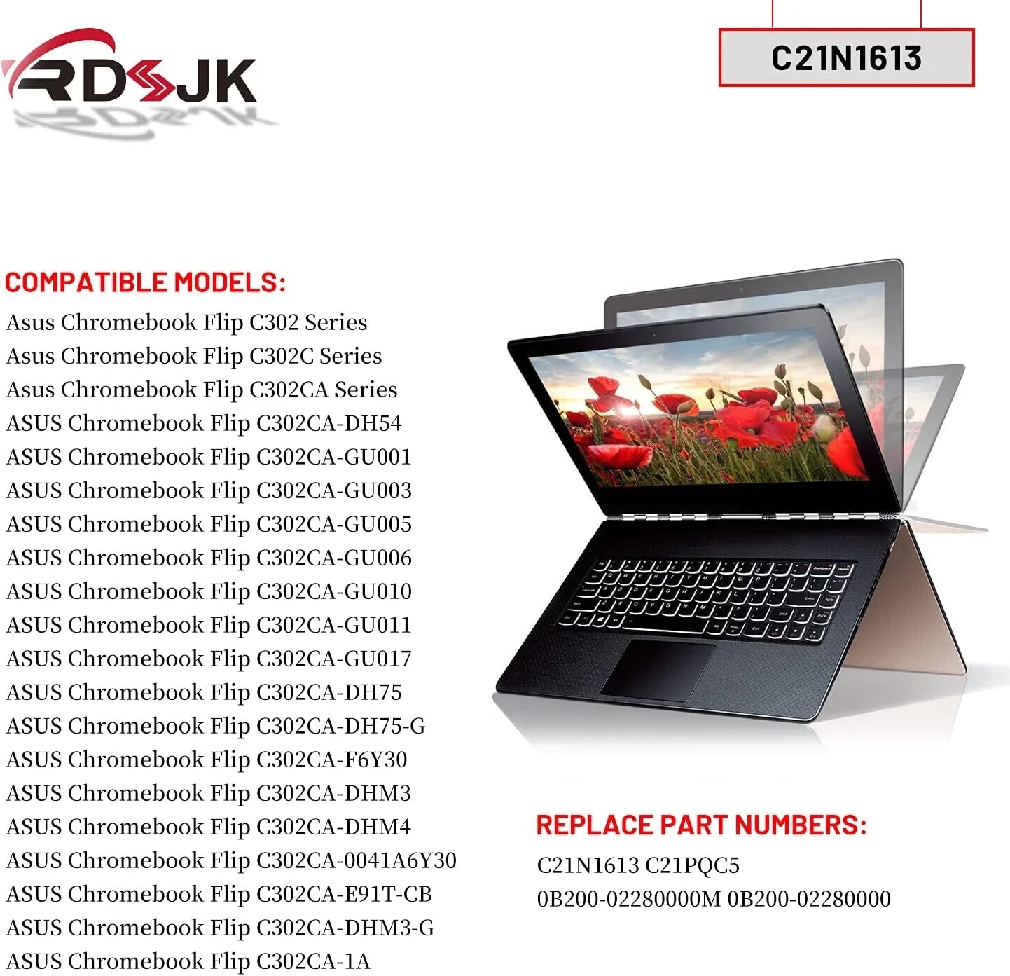 C21N1613 Laptop y for Asus Chromebook Flip C302 C302C C302CA C302CA-1A C302CA-DH54 C302CA-DHM4 C302CA-DHM3