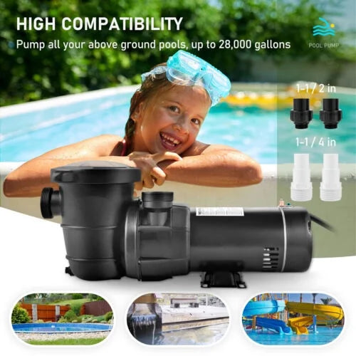 1.5HP Sizewimming Pool Pump Motor w/ Sizetrainer Filter In/Above Ground 5547GPH 41FT