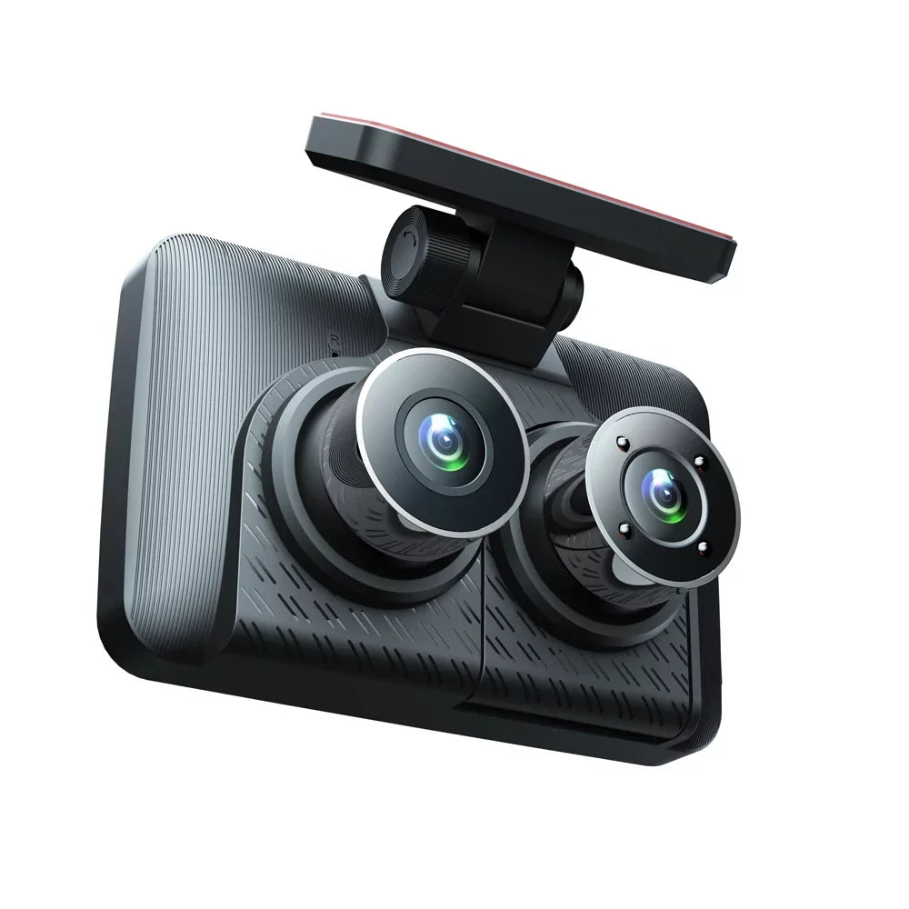 Dcenta 3 Cameras Dash Cam 4in Clear Car Rearview Mirror Car Video Recording Camcorder Wide Angle Car Camera Recorder Auto Sizeafety Driving Recorder