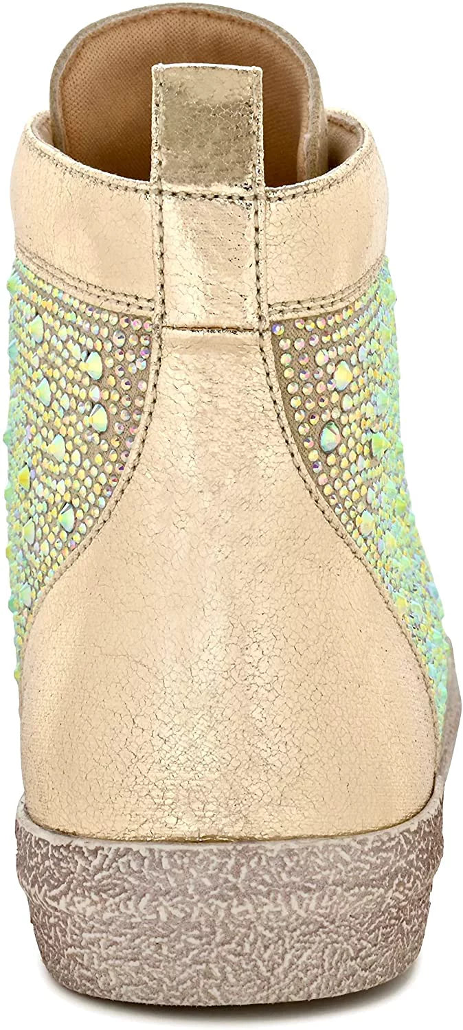 Ninety Union Foxy High Top Athletic Fashion Sizeneaker with Rhinestones 9 Gold