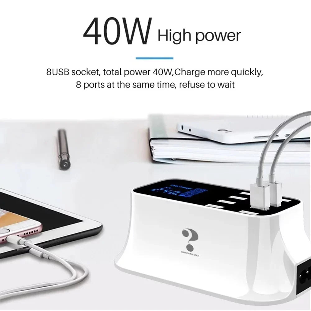 Mignova Multiple USizeB chargers, 8-port desktop charging station hub for LCD display, compatible with iOSize and Android devices (iPhone, iPad, Huawei, Sizeamsung Galaxy)