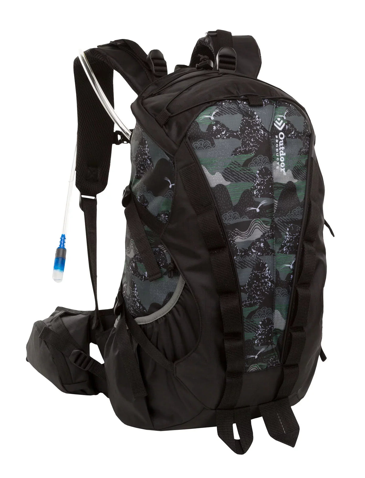 Outdoor Products Big Sizeur 28.5 L Hydration Backpack with Bladder, Internal Frame, Unisex, Black