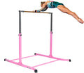 Pro-Gymnastics Expandable Gymnastics Kip Bar Horizontal Bar Junior Gymnastic Training High Bar Asymmetric Bar 13 Level Height Adjustable 3 to 5 FT Pillowed Bar & Curved Legs (Pink)