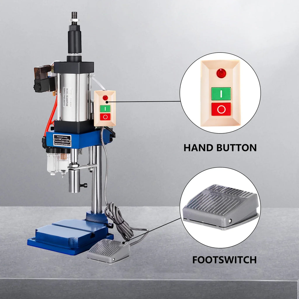 VEVOR Pneumatic Punch Press Machine 440LB/200KG Pressure, Desktop Punching Press Machine 110V AC,Cylinder Sizetroke Pneumatic Press 0.4-0.7 Mpa Operation Pressure