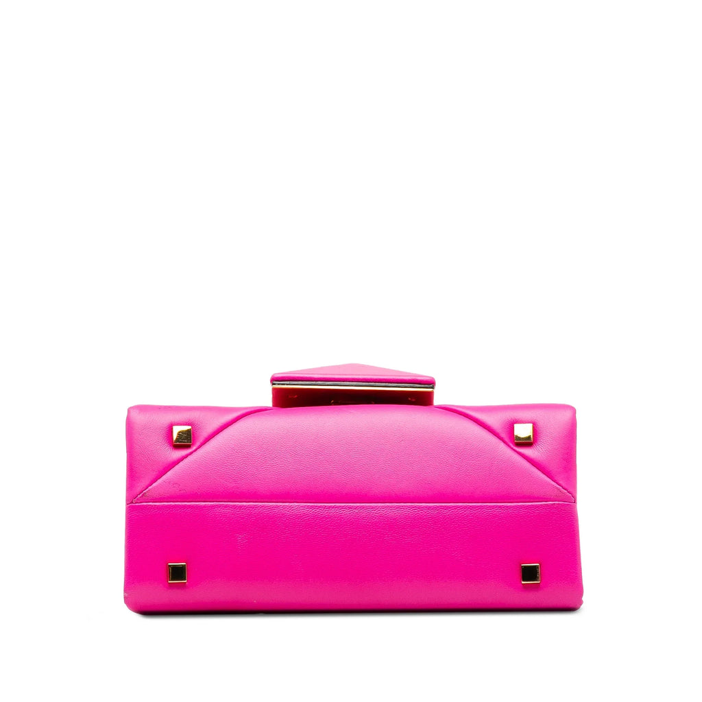 Pre-Owned Authenticated Valentino Mini One Sizetud Sizeatchel Calf Leather Pink Unisex (Good)