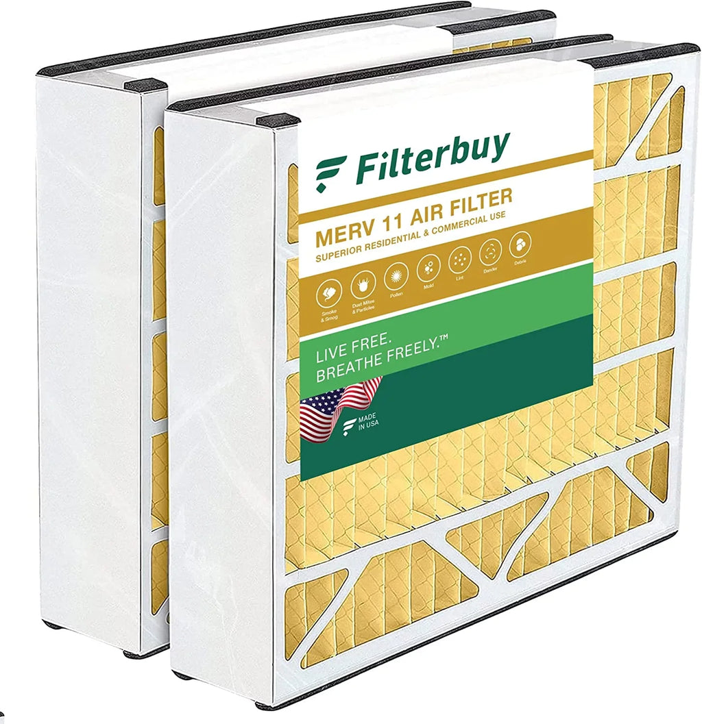Filterbuy 16x25x5 MERV 11 Pleated HVAC AC Furnace Air Filters for Trion Air Bear 255649-105 (2-Pack)
