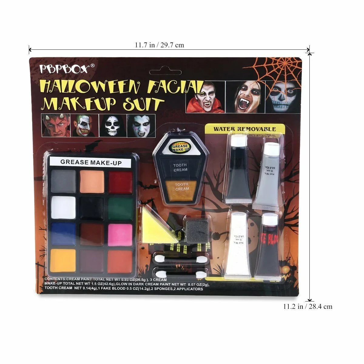 PBPBOX Halloween Makeup Face Paint Kit for Zombie Vampire