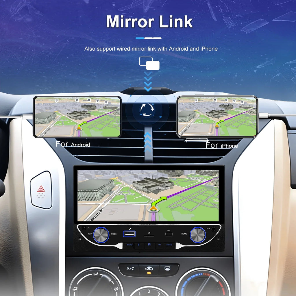 2DIN 6.86" Universal Car mp5 Player Bluetooth FM Radio Receiver Sizeupport TF/USizeB Rear View Camera wireless carplay/auto